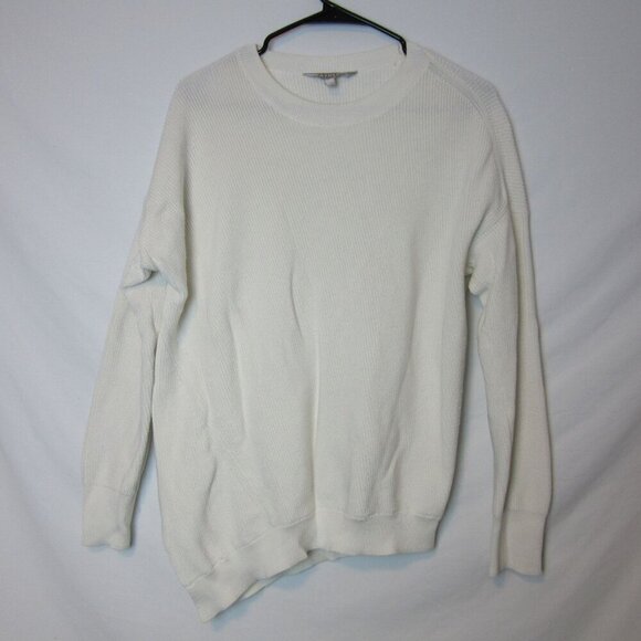 Athleta Sweater Womens Medium White Pima Cotton Silk Rest Day Asymmetrical Knit - Picture 1 of 7